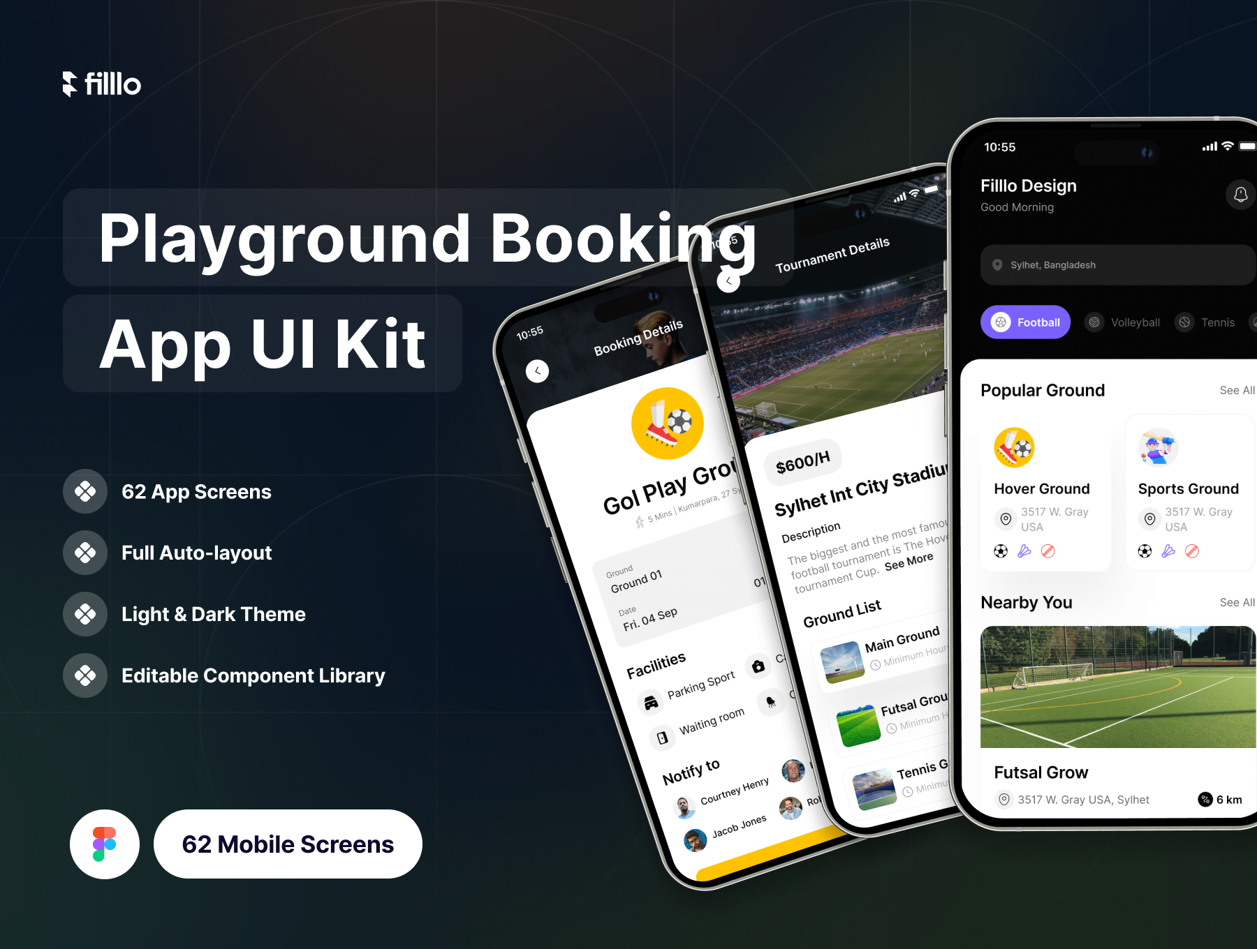 Filllo游乐场预订应用UI工具包 Filllo Playground Booking App UI Kit figma格式-UI/UX-到位啦UI